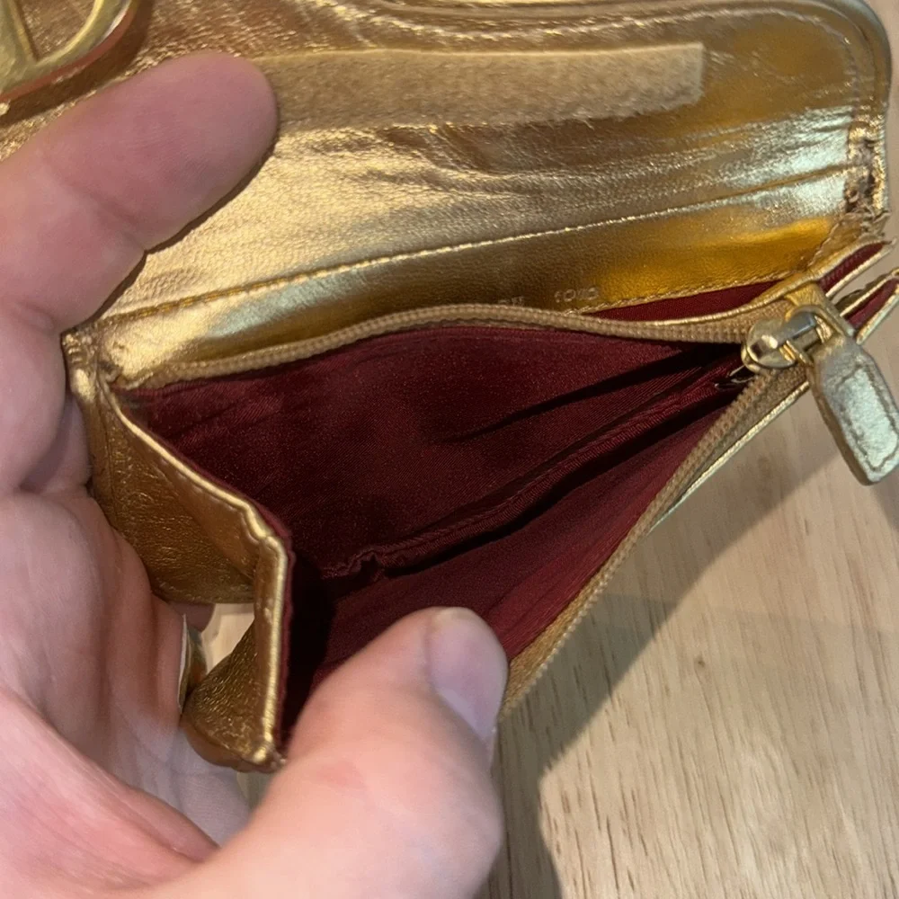 Christian Dior Gold ostrich Saddle-Shaped Pouch coin purse - Picture 8 of 10